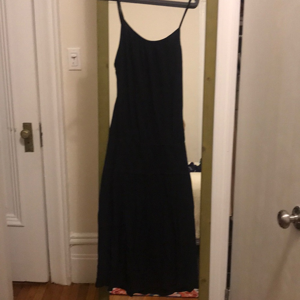 Black spaghetti strap James Peres cotton dress